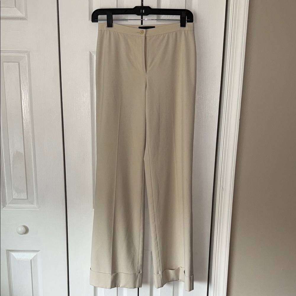 Wide leg lined elegant cream women's pants